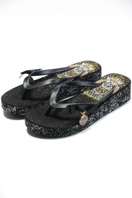 Juicy Couture Graffiti Heavy-Bottomed Slippers Black Golden